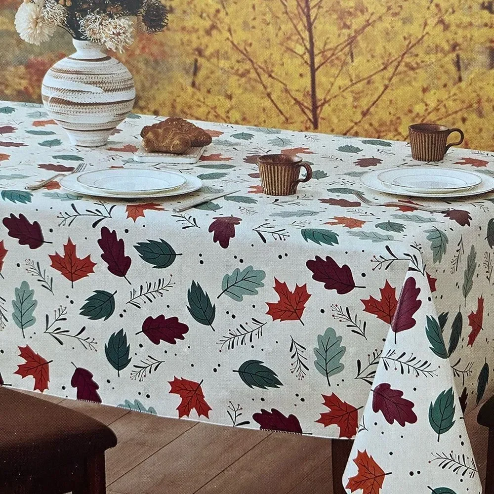 Kirkton House Leaf Print 60x84” Oblong Vinyl Tablecloth